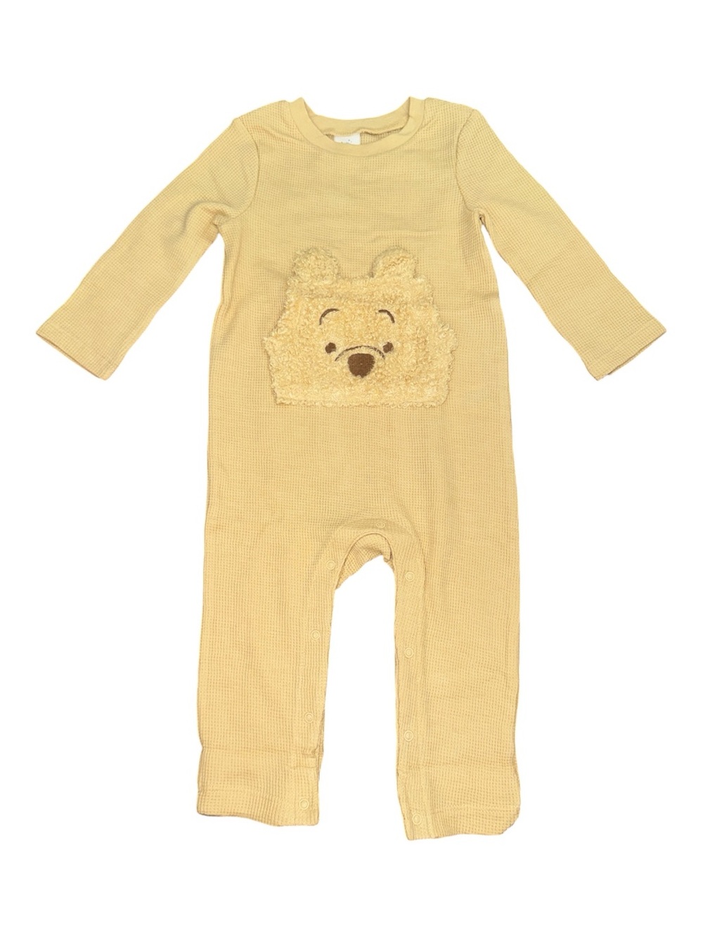 Disney Baby Cloud Island Winnie the Pooh Waffle Knit Romper Beige 12 Months NWT